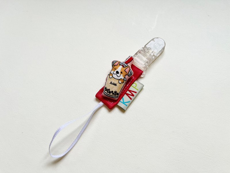 珍珠奶茶柴犬 造型奶嘴夹 - 围嘴/口水巾 - 棉．麻 多色