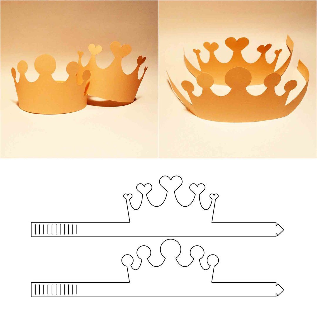 Paper crown template, party crown, printable crown, birthday crown, SVG, DXF, A4 - 图文模板设计 - 其他材质 