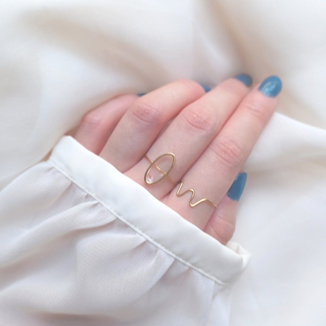 2-piece set Simple wire ring set NO.01 (clear / free size) - 戒指 - 树脂 透明