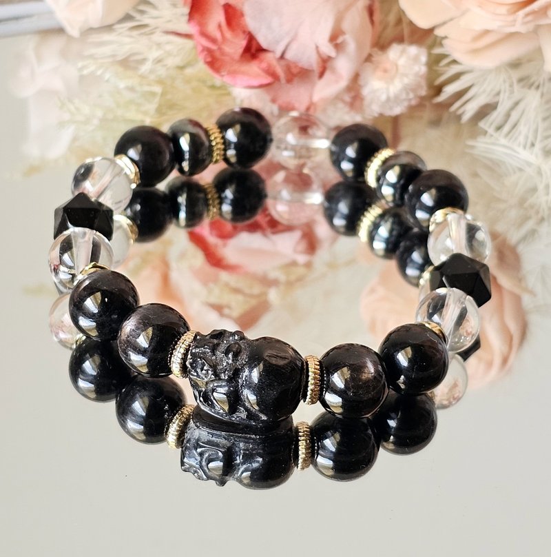 高品金运石貔貅设计款-男款水晶手链/让金运跟着你走/招财/好运 - 手链/手环 - 水晶 多色