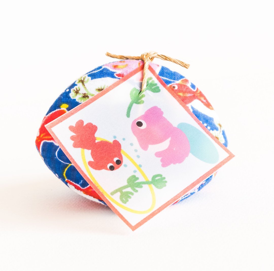 Goldfish  (金魚) Handmade Coin Purse. Ocean blue Kingyo. - 零钱包 - 棉 蓝色