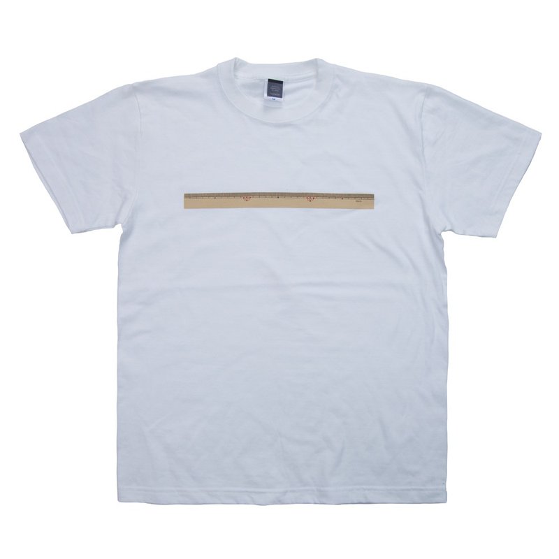 30cm物差しプリントTシャツ　ユニセックスS〜XXXL、レディースS〜Lサイズ  Tcollector - 女装 T 恤 - 棉．麻 白色