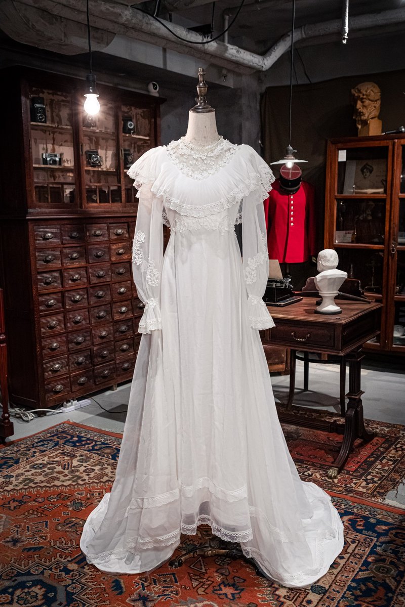 60年代长袖斗篷款式古董婚纱 - 晚装/礼服 - 棉．麻 白色