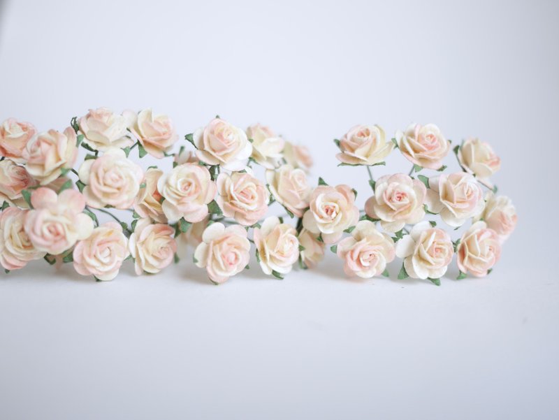 Paper Flower, 100 pcs., DIY supplies rose size1.5 cm., ivory brush orange color. - 其他 - 纸 橘色