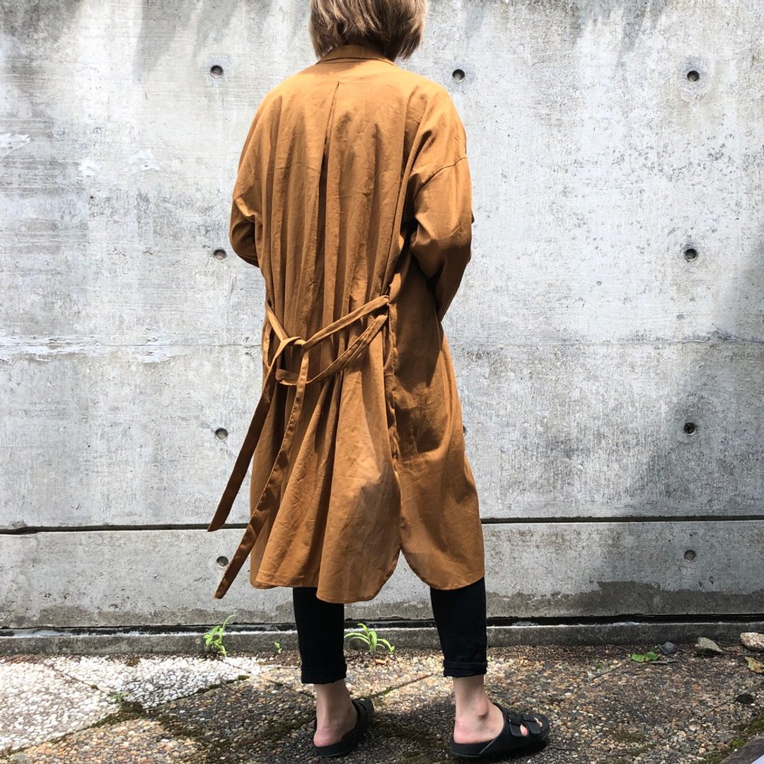 Camel long shirt (shirt dress) - 女装衬衫 - 棉．麻 咖啡色