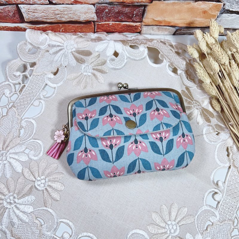 日本布/前口袋口金零钱包 - 零钱包 - 棉．麻 