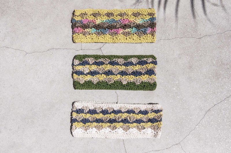 手工棉麻线编织发带/编织缤纷发带/钩织发饰/手工发带-渐层彩虹 - 发饰 - 棉．麻 多色