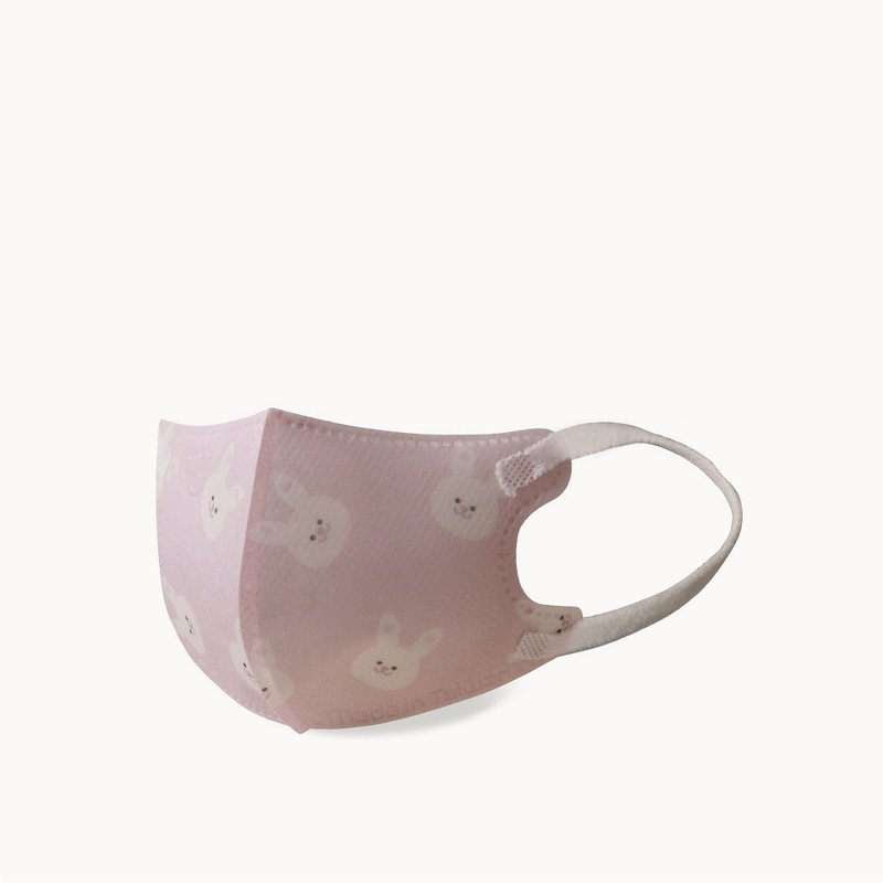 一心妇幼|一心一罩 儿童3D医用口罩-嫩婴 爱心白兔(12入/袋) - 口罩 - 聚酯纤维 粉红色