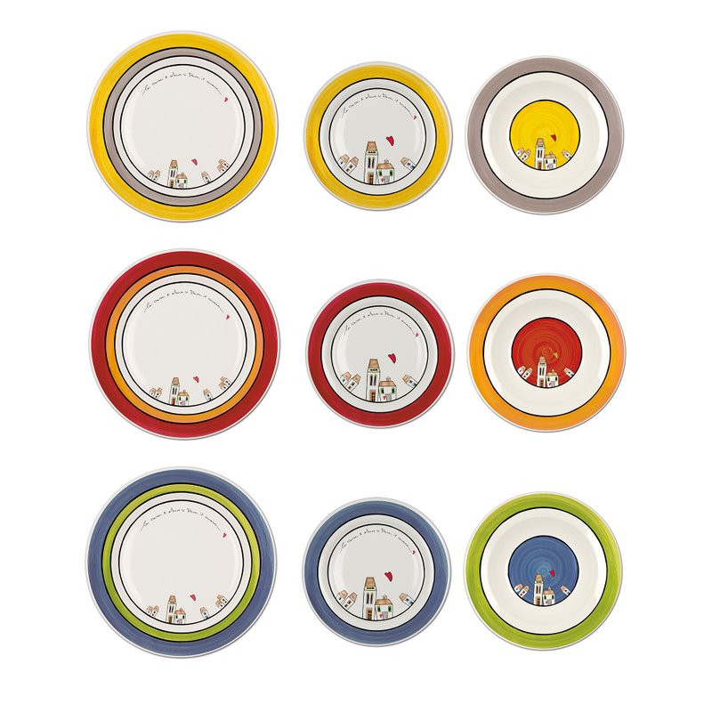 意大利EGAN- 欧式小屋 餐盘18件组 - 盘子/餐盘/盘架 - 瓷 多色