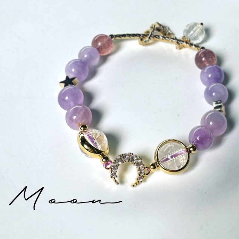 众星捧月.C033 薰衣草紫水晶 草莓晶 - 手链/手环 - 水晶 