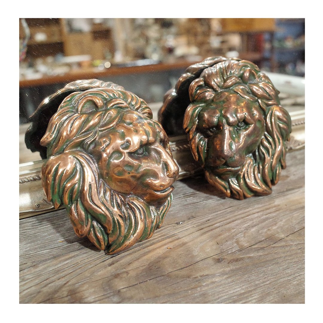 欧洲老件.仿旧古铜色合金金属狮子造型墙面小挂饰.壁面装饰品 - 摆饰 - 其他金属 