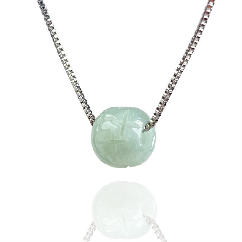 【万事亨通】冰绿翡翠雕花路路通项链| 天然缅甸玉翡翠A货| 送礼 - 项链 - 玉石 绿色