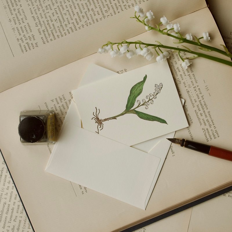 message card / lily of the valley / 1card and 1envelope /letterpress / 75×105mm - 卡片/明信片 - 纸 