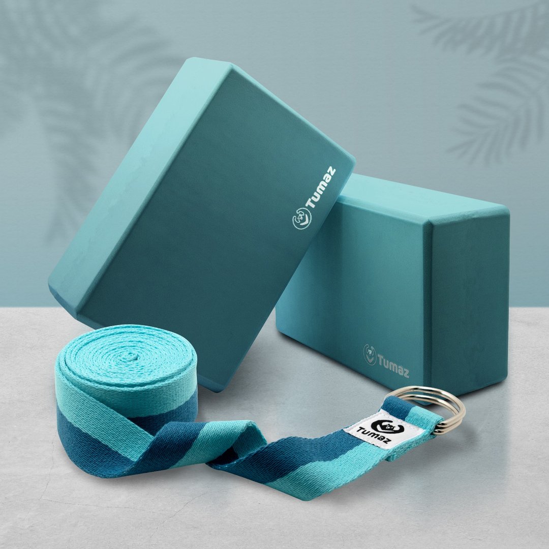 松石绿瑜珈瑜伽砖组合 - 运动/健身用品 - 环保材料 蓝色