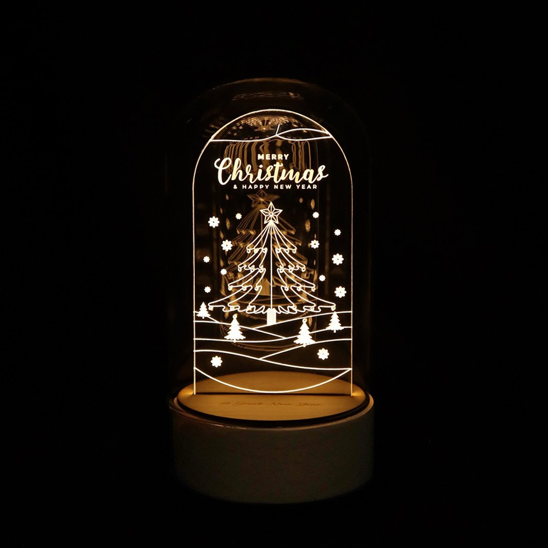 定制化礼物 圣诞礼物 圣诞树灯 手工制作 LED 原木夜灯 耳环架 - 灯具/灯饰 - 玻璃 透明