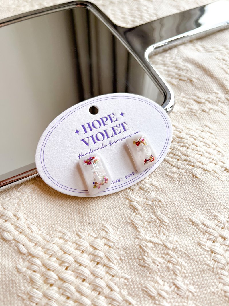 白色优雅彩虹耳环- Happiness - 耳环/耳夹 - 树脂 白色