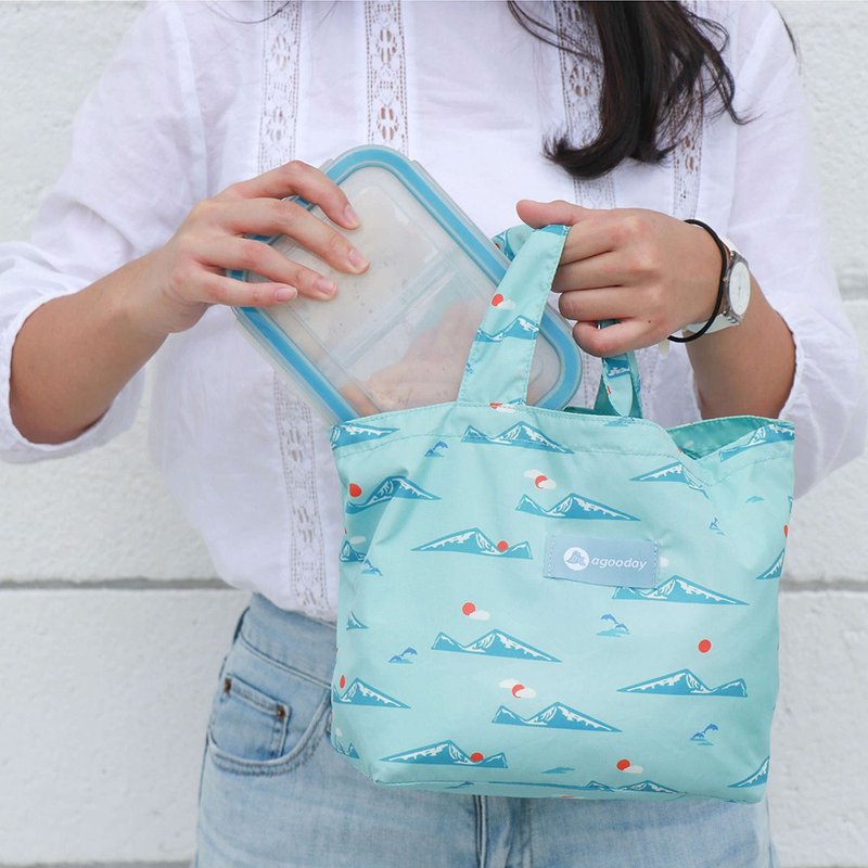 好日子 | 再生小提袋 台湾好山 - 手提包/手提袋 - 聚酯纤维 蓝色