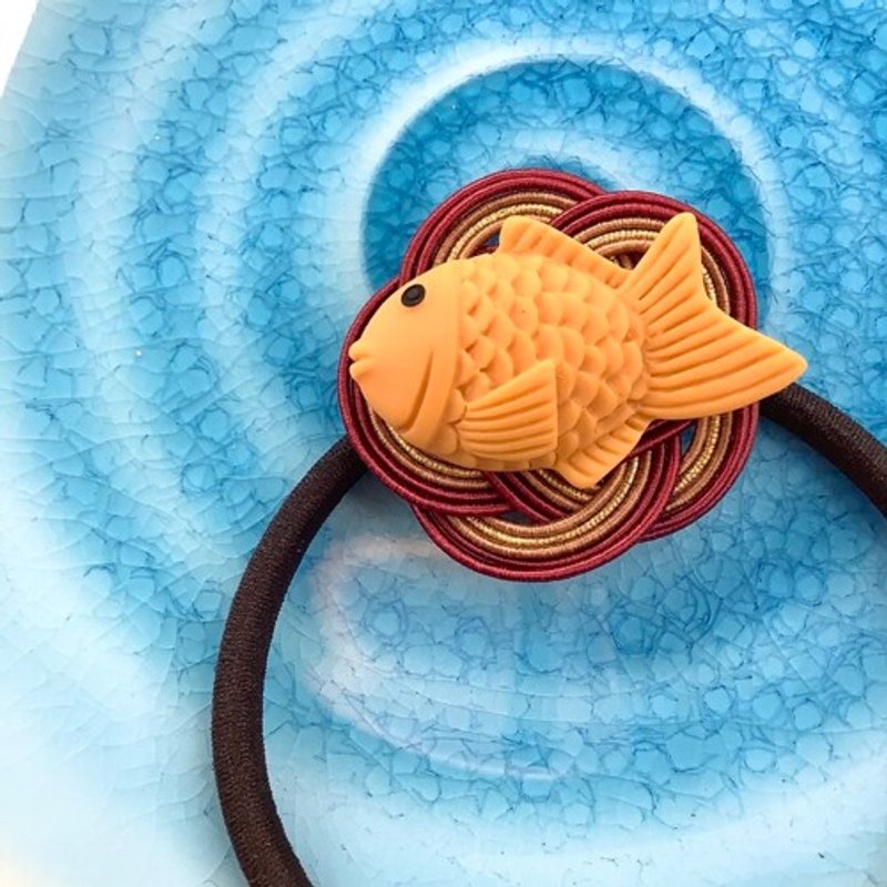 【鲷鱼烧】水引 发圈 点心 和菓子 鲷鱼 鱼 可爱 - 发饰 - 其他材质 咖啡色