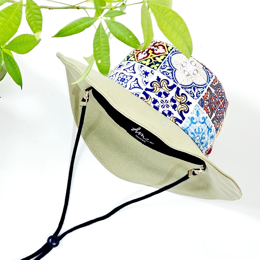 【HiGh MaLi 】台式露营帽 | 阿嬷の花砖#配色#防晒#遮阳#礼物 - 帽子 - 棉 多色