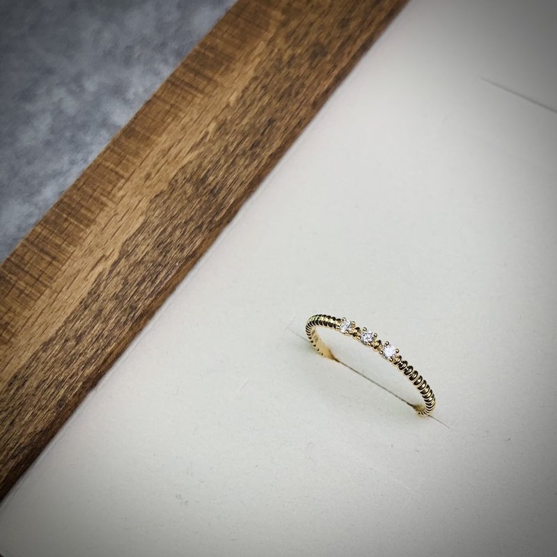 18K 复古钻石戒指 - 戒指 - 贵金属 金色