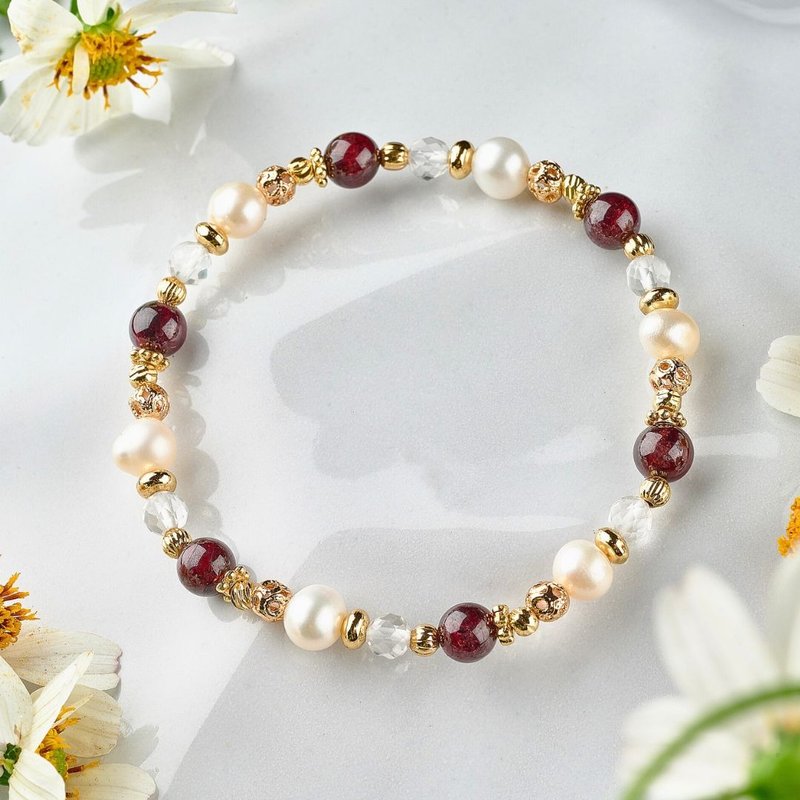 【胭脂珍珠】旺人缘 利姻缘 魅力发电机 - 手链/手环 - 水晶 红色