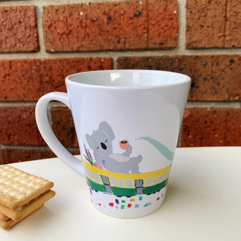 NEW Latte Mug - Koala on tram - Melbourne Limited Edition - 咖啡杯/马克杯 - 陶 多色