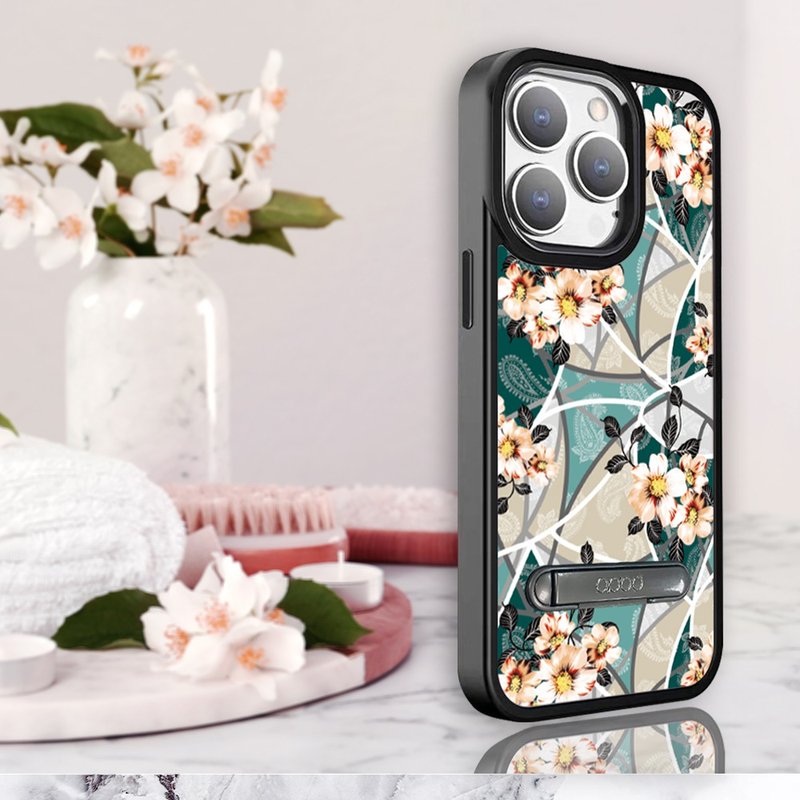 iPhone 15 14系列 军规防摔铝合金镜头框立架手机壳-歌德玫瑰 - 手机壳/手机套 - 其他材质 多色
