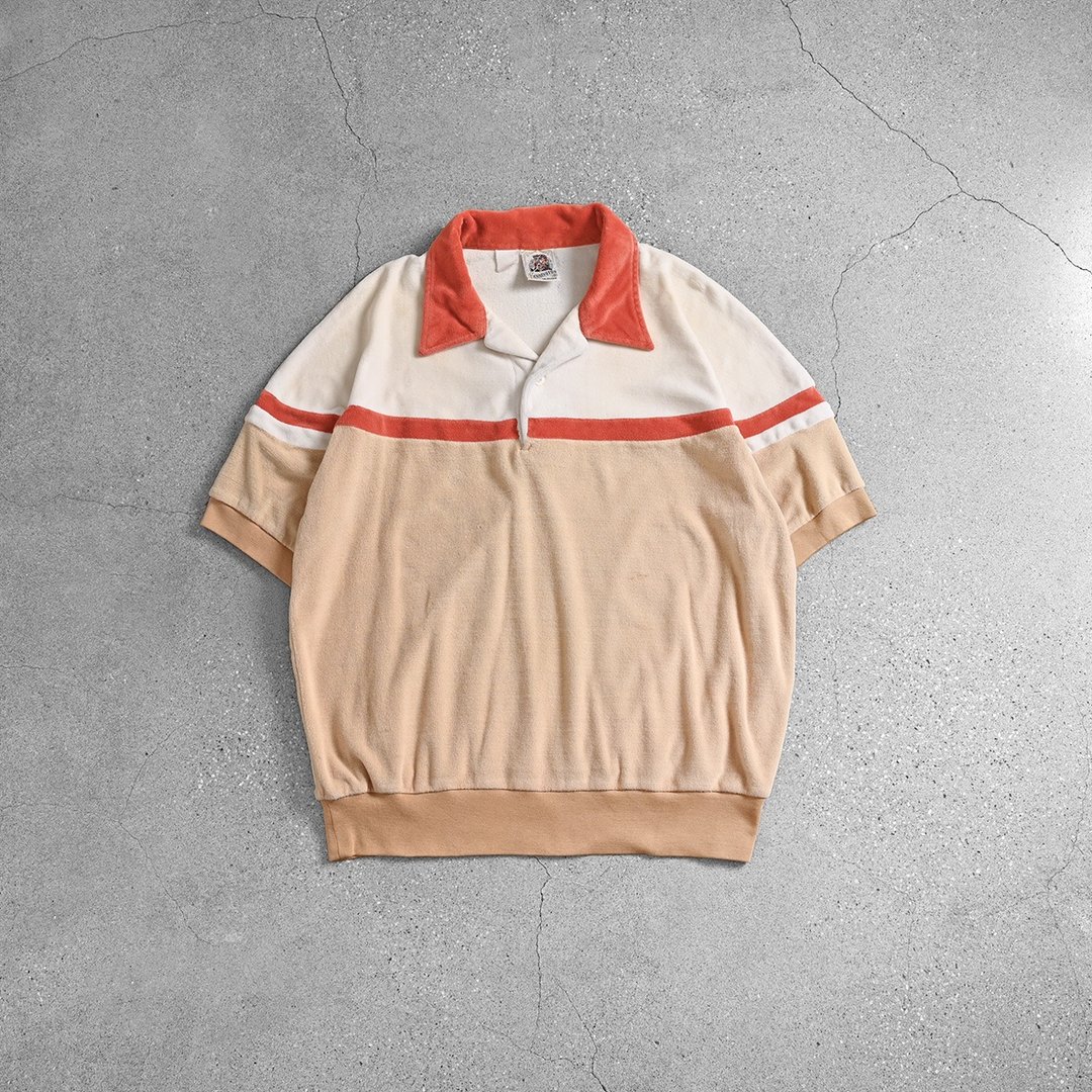Vintage 70s美式复古上衣 / 美式古着、古着上衣、短袖针织、古着 - 男装上衣/T 恤 - 棉．麻 卡其色