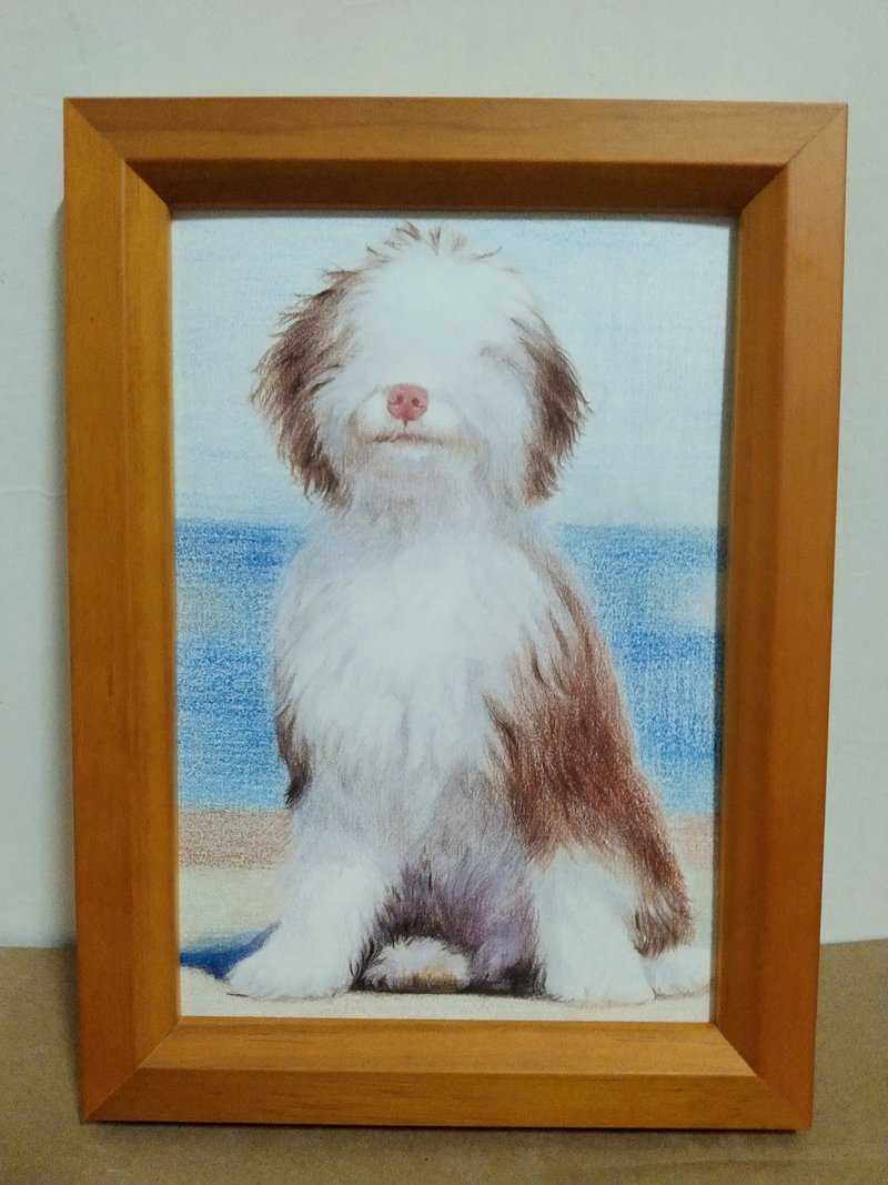 摆设 / 狗 / 色铅笔画 / 原稿 / 含框 - 海报/装饰画/版画 - 纸 