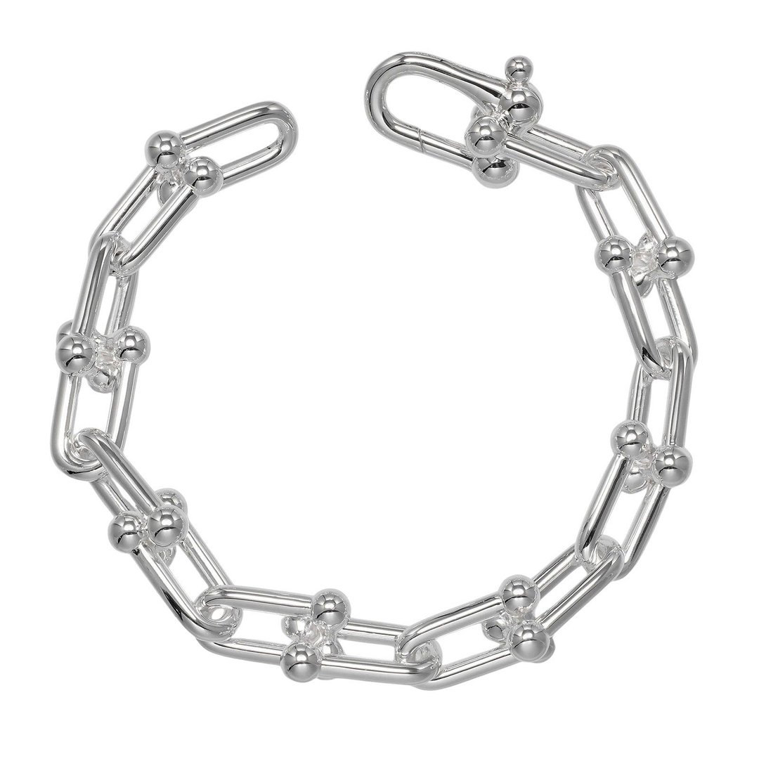 Tiffany & Co. 五金大号链式手链，臂围 19.5 厘米，925银，美国制造，约。 70克，女士 - 手链/手环 - 银 银色