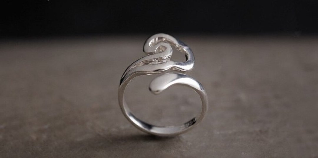 Real S 990 Silver Women Personalized Irregular Design Opening Finger Rings - 戒指 - 银 银色