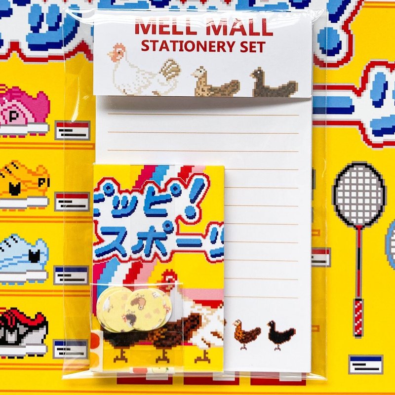 迷你信纸组 Pippi酱 Kokko酱 Cheeta酱 运动用品店 鸡 丝羽鸡 像素图案 - 卡片/明信片 - 纸 多色