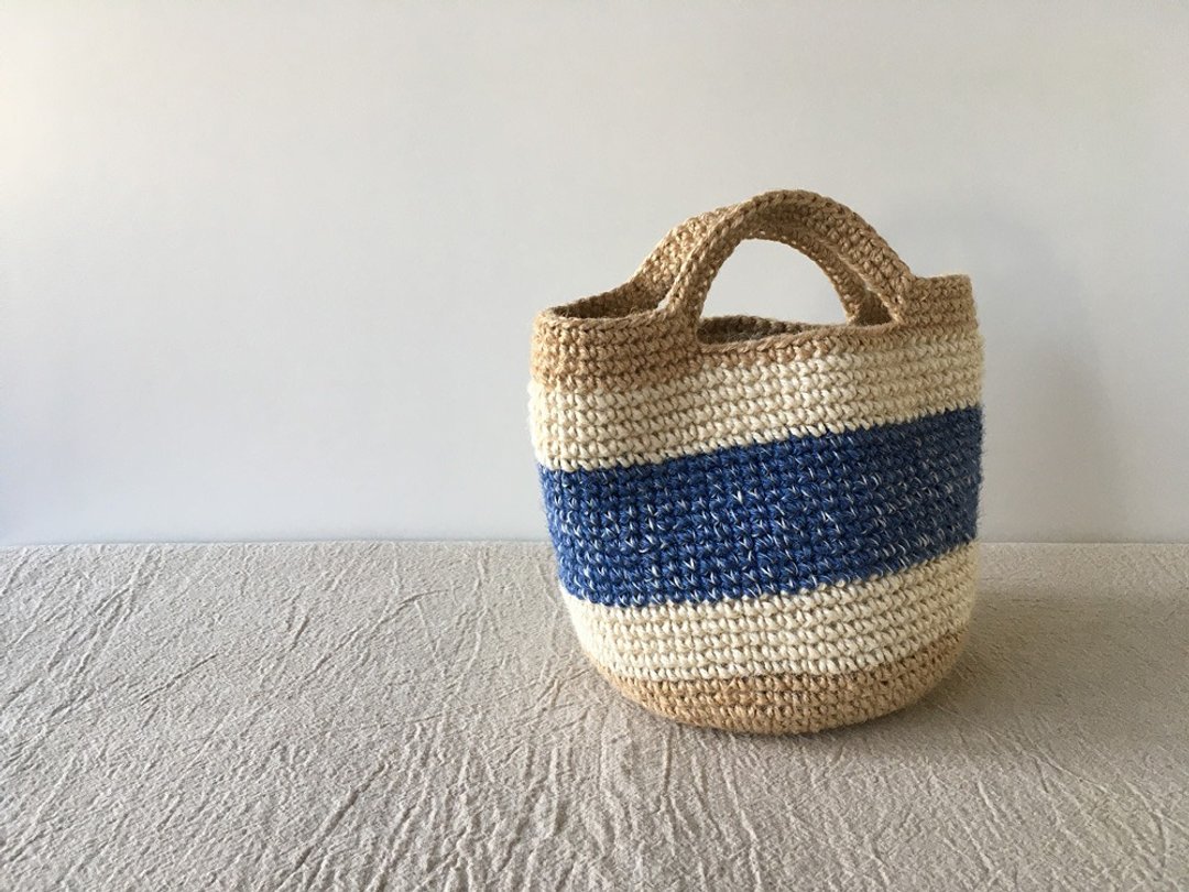 Twine mini bag BlueMix - 手提包/手提袋 - 棉．麻 蓝色