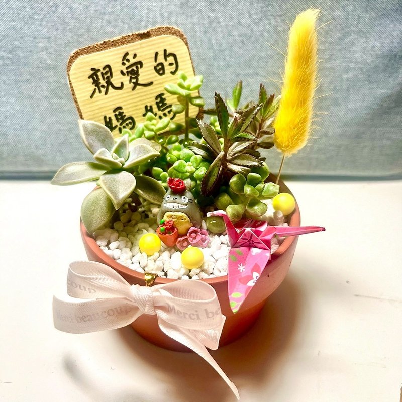 母亲节 礼物 生日送礼 龙猫 礼物 多肉组盆 多肉植物 定制化订单 - 植栽/盆栽 - 植物．花 绿色