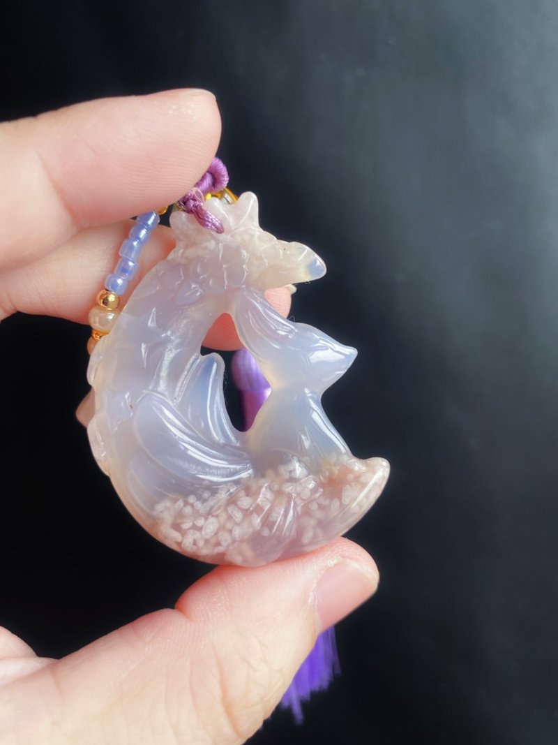 【售出】樱花玛瑙 满天星 狐仙 月亮 水晶 钥匙扣 包挂 - 钥匙链/钥匙包 - 水晶 紫色