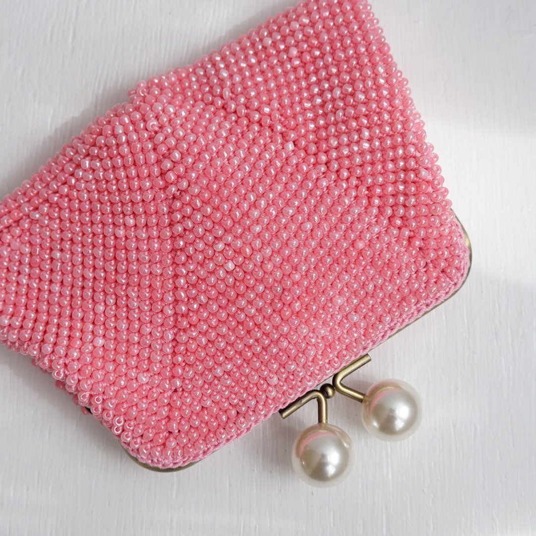 Ba-ba handmade Beads crochet pouch No.1495 - 化妆包/杂物包 - 其他材质 粉红色