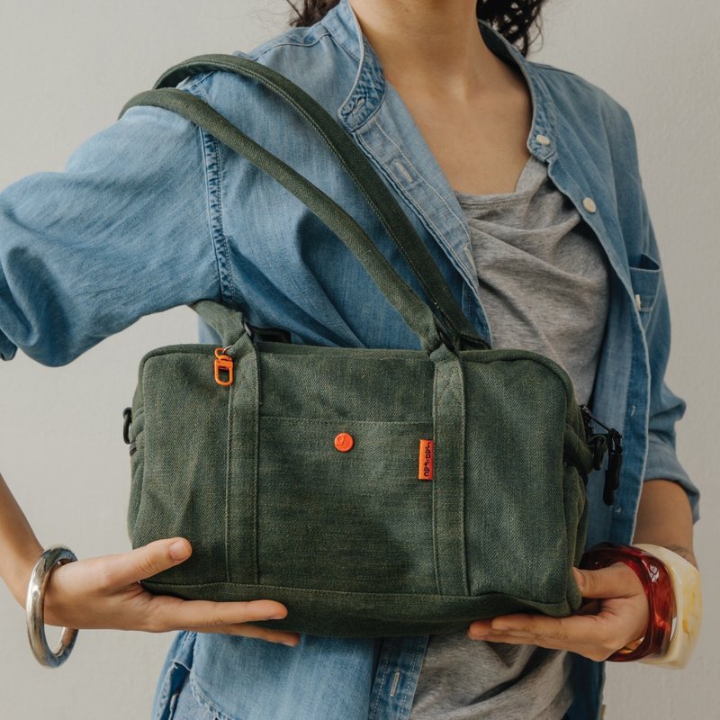 japfac CUBE Bag : Vintage Jeans - 侧背包/斜挎包 - 其他材质 绿色