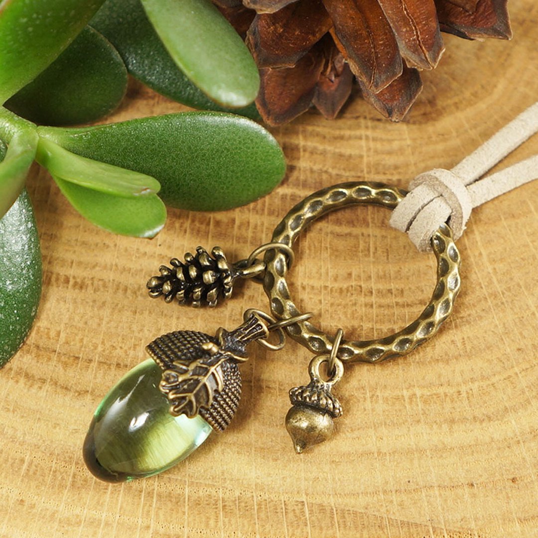 Clear Mint Green Glass Acorn Pine Cone Forest Woodland Necklace Jewelry Gift - 项链 - 玻璃 绿色