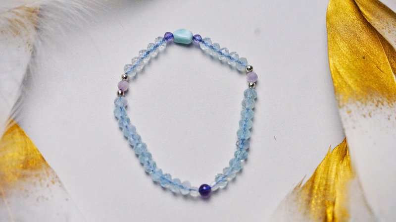 纯手工制作海蓝宝海纹石宝石手链 - 手链/手环 - 宝石 多色
