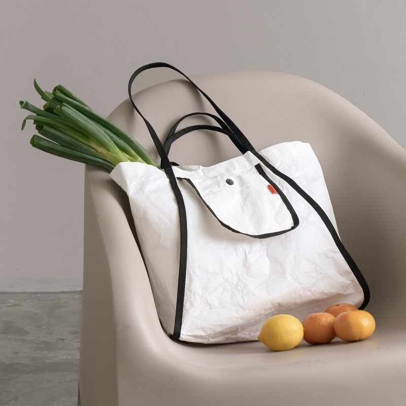 可放入口袋的购物袋；可回收、耐用、轻质、防水防撕裂 - 手提包/手提袋 - 聚酯纤维 白色