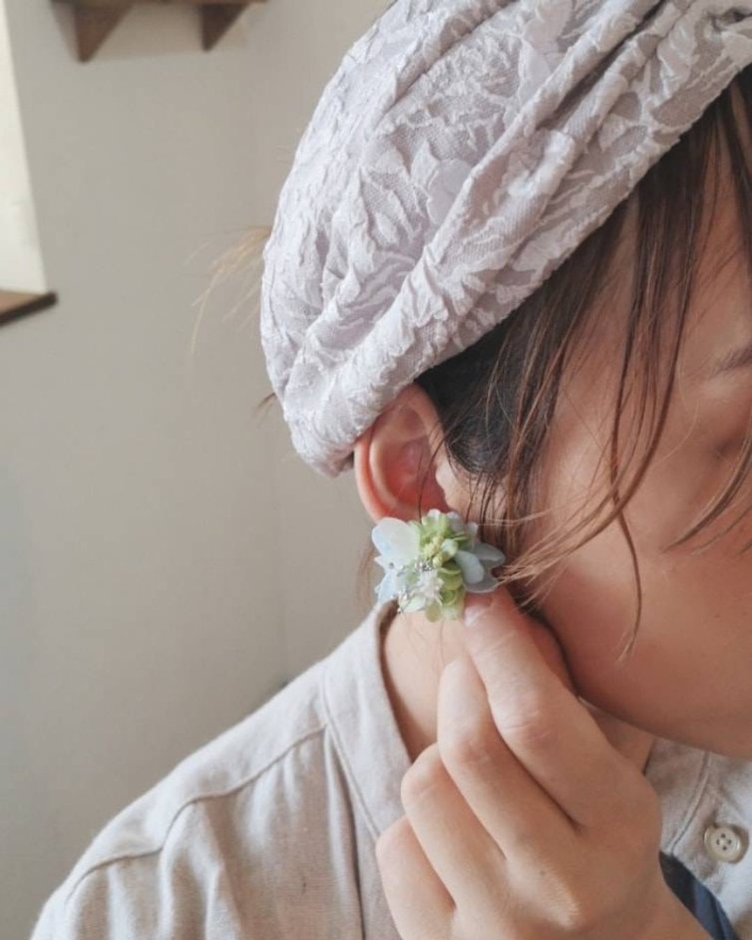 Limited to 1 set Flower Clip-On / Metal allergies are also supported - 耳环/耳夹 - 植物．花 蓝色