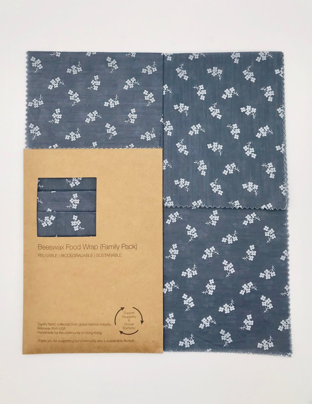 蜂蜡保鲜布 三合一家庭装 限量 蔚蓝小白花 - 厨房用具 - 棉 蓝色