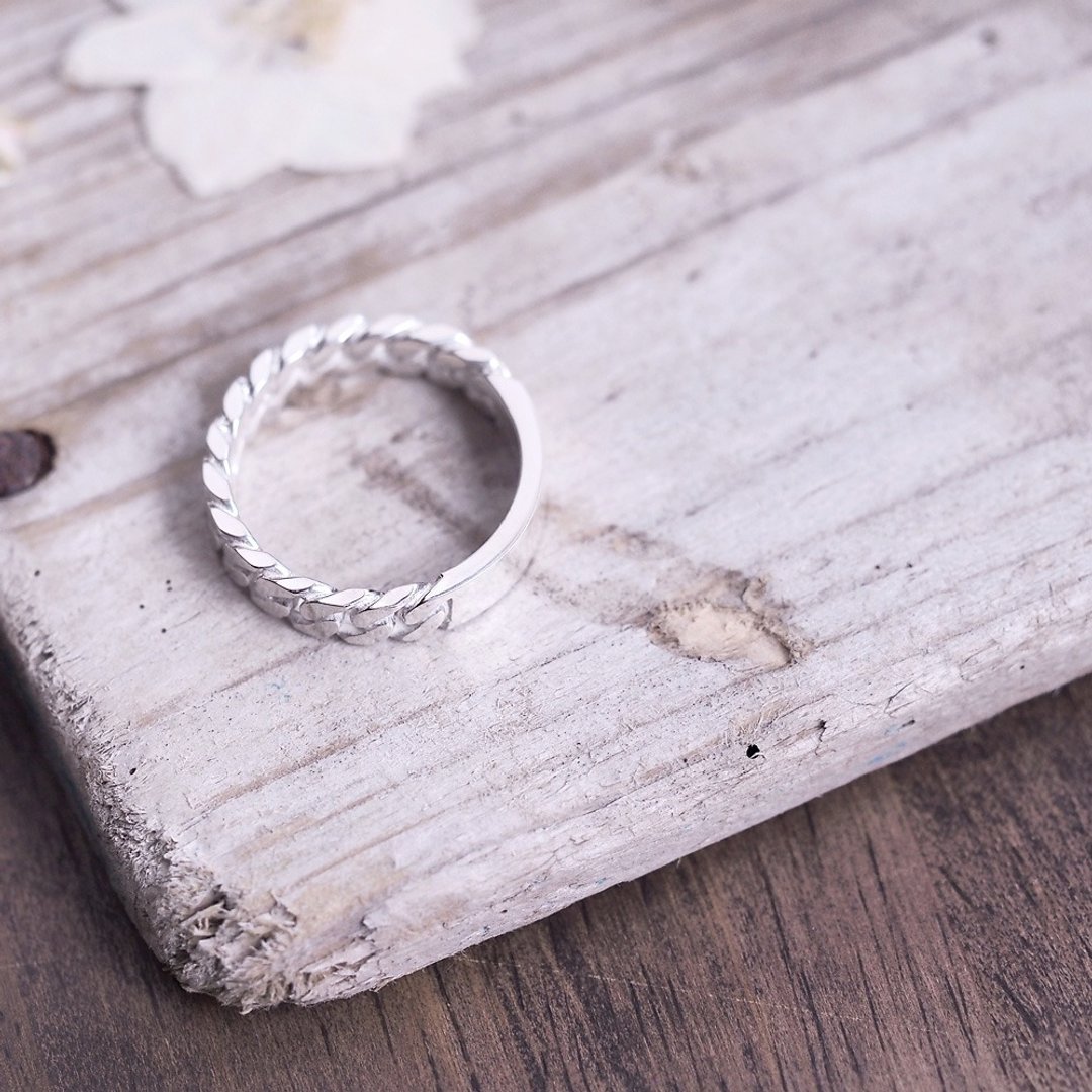 Double-sided chain ring Silver 925 - 戒指 - 其他金属 银色
