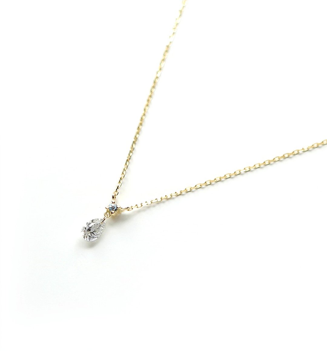 钻石与蓝宝石K18项链 ~Diamond collection~ - 项链 - 宝石 蓝色