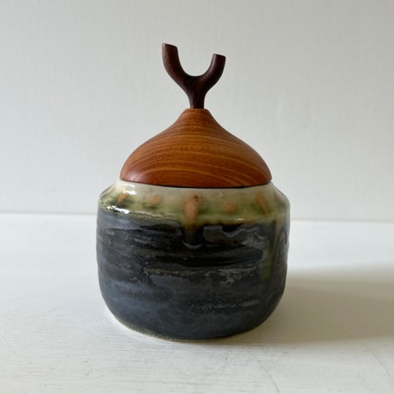 门口/哲/织部 - 碗 - 陶 黑色