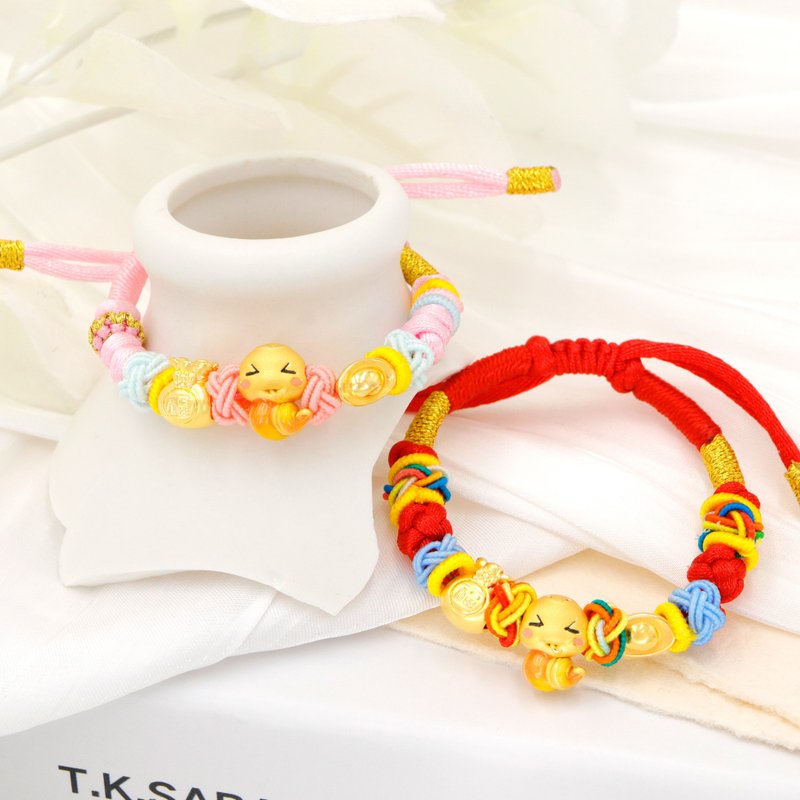 木村原创弥月礼 / 福袋眨眼蛇元宝弥月金饰 /新生儿/周岁礼/满月 - 婴儿饰品 - 24k 金 红色