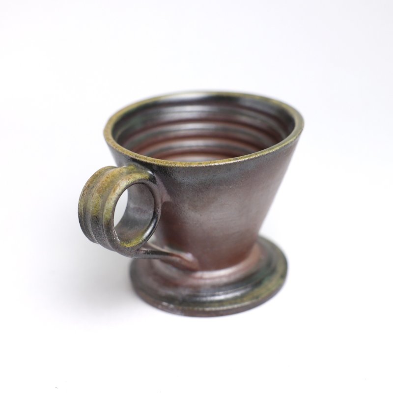 明芽窑 | 柴烧圆耳咖啡滤杯 红 落灰 咖啡器材 陶滤杯 H9 - 咖啡壶/周边 - 陶 红色