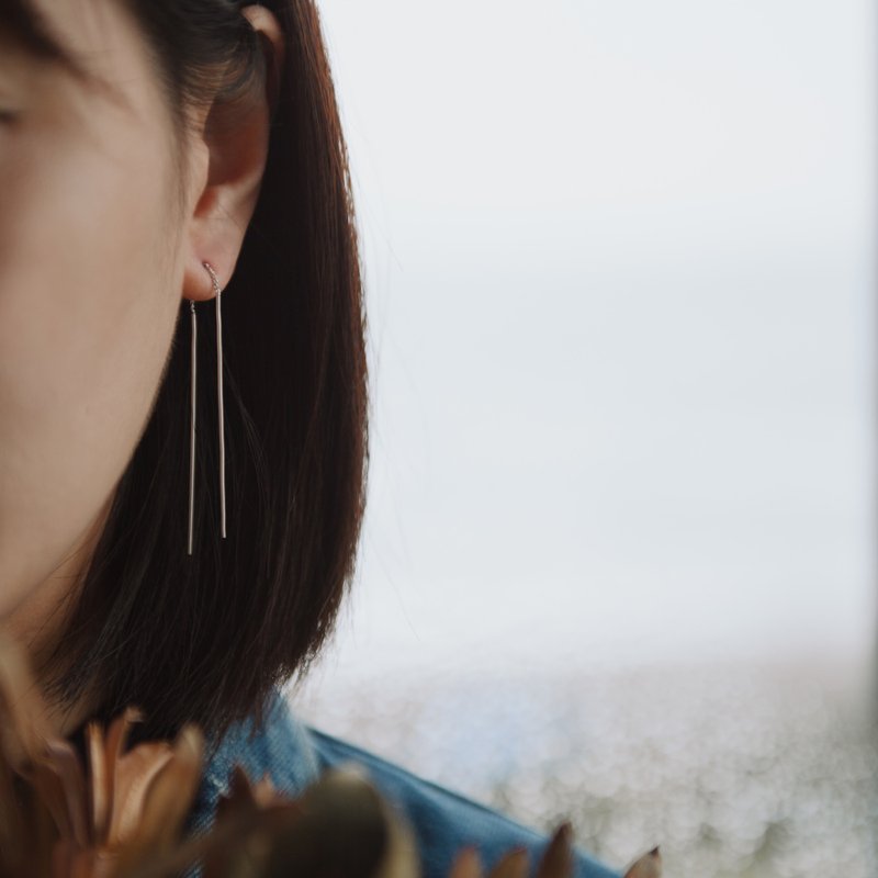 漫步-纯银耳环 - 耳环/耳夹 - 其他金属 银色