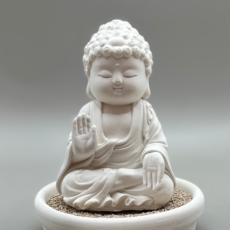 佛像摆饰 净念吉祥小佛之向德 小盘套组 艺术香氛扩香 居家美学 - 香薰/精油/线香 - 水泥 白色