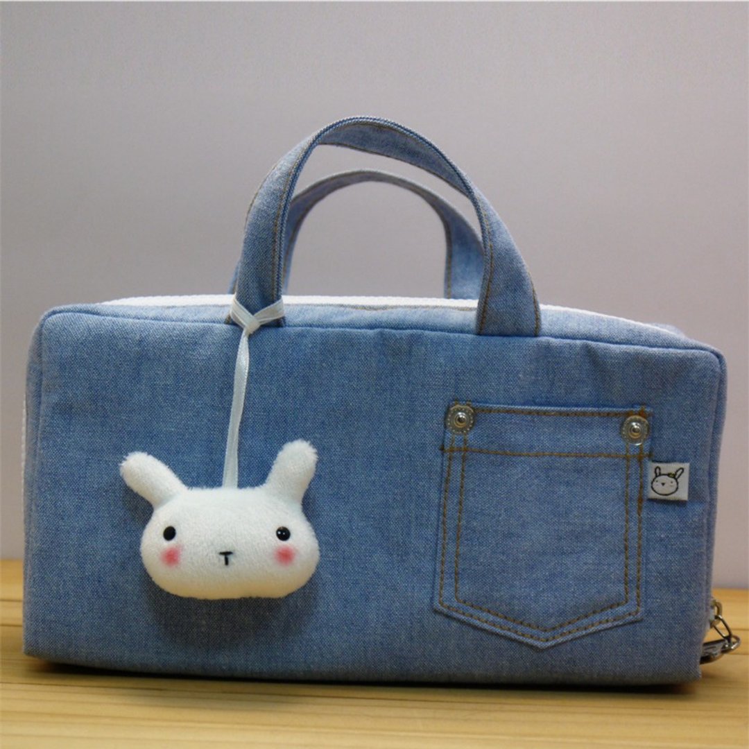 Bucute精油包/化妆包/人气商品/牛仔/礼物/兔子/可爱/手作/紫色 - 化妆包/杂物包 - 聚酯纤维 蓝色